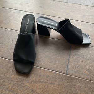 Women’s black mule block heels, size 10.5, Christian Di Riccio